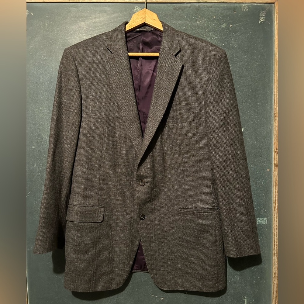Paul Stuart Wool Charcoal Gray Blazer with Purple Lining - Size 44R